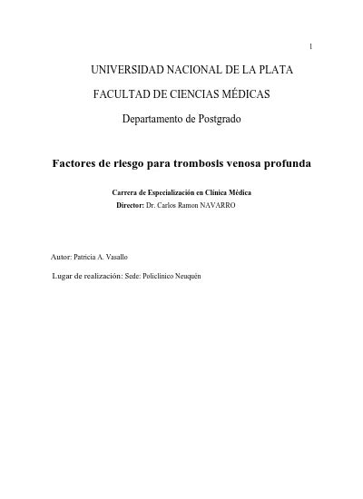 Prevalencia De Factores De Riesgo Para Trombosis Venosa Profunda My