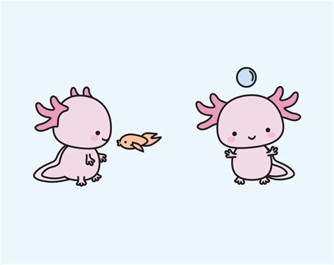 Premium Vector Clipart Kawaii Axolotls Cute Axolotl
