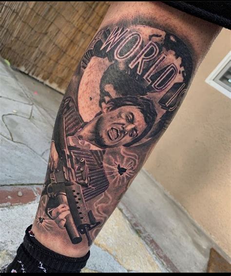 Tony Montana Leg Tattoo Leg Tattoo Men Leg Tattoos Half Sleeve