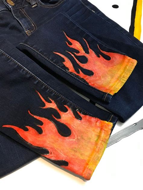 Flame Jeans In 2020 Painted Jeans Flame Pants Aesthetic Clothes