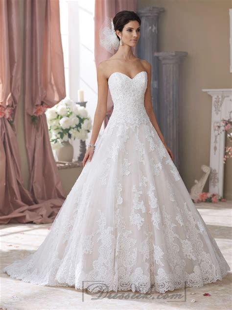 Strapless Sweetheart Lace Appliques Ball Gown Wedding Dresses 2196228