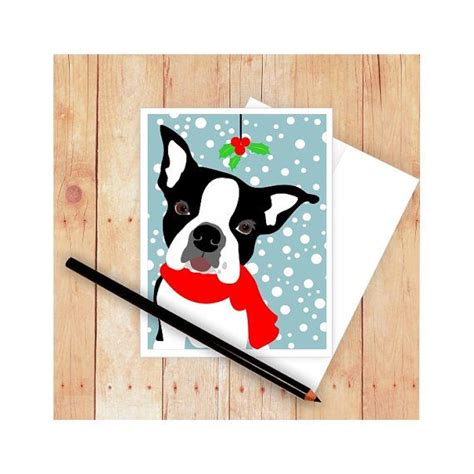 Boston Terrier Card Christmas Card Set Dog Cards Seasons Greetings