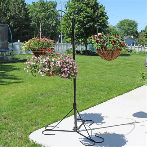 Sunnydaze 4 Arm Hanging Basket Plant Stand With Adjustable