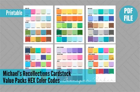 Recollections Cardstock Hex Color Codes Graphic By Jooniper Parker