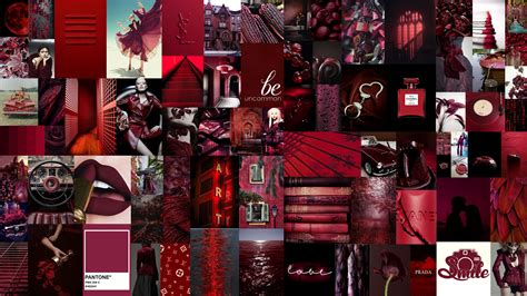 Burgundy Red Wall Collage Kit 105 Pcs 4x6 Size Dark Red Aesthetic Photo