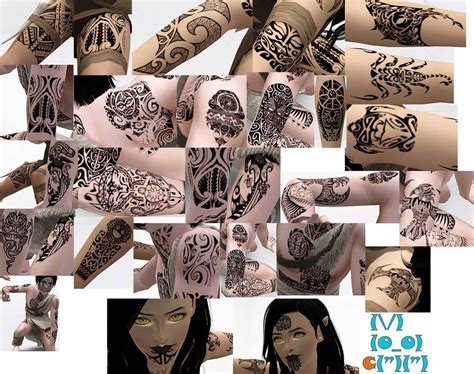 Mod The Sims 28 Tribal Māori Tā Moko Tattoos Tribal Face Tattoo
