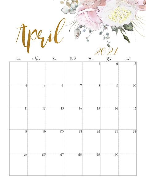 Drucken oder laden sie unseren kalender 2021 mit feiertagen in den formaten pdf oder png. Floral April 2021 Calendar Printable - Time Management ...