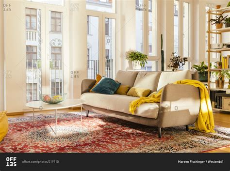 Living Room Area With Persian Rug Stock Photo Offset