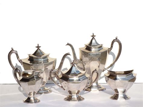 Antique Silver Plated Tea And Coffee Set From Reed Barton Set Of 5
