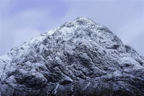 Snowcapped Mountain Peak In Scottish Highlands Stock Image Image Of