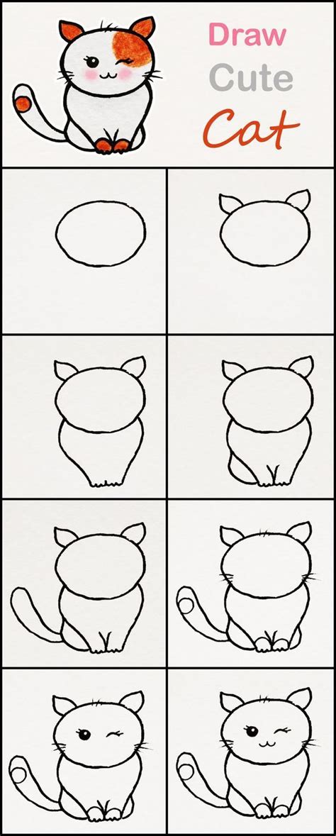 25 Dessins Faciles À Faire Pour Débutant Simple Cat Drawing Cute Easy