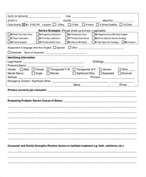 free 7 sample psychosocial assessment forms in pdf
