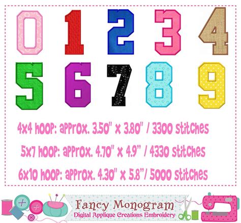 Numbers Applique Numbers Embroidery Numbers Design Birthday Etsy