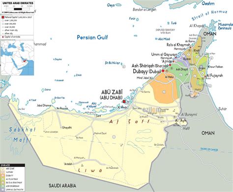 The united arab emirates, sometimes simply called the emirates or the uae, is a federal absolute monarchy in western asia at the southeast end of the arabian peninsula on the persian gulf, bordering oman to the east and saudi arabia to the south, as well as sharing maritime borders with. Dubai political map - Political map of Dubai (United Arab ...