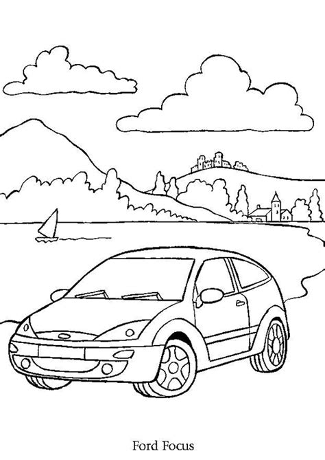 Coloriage gratuit d'une voiture de formule 1 à imprimer et à colorier. Coloriage Voiture Ford Focus