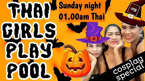 Thai Girls Play Pool Spooky Halloween Edition Fun Livestream From