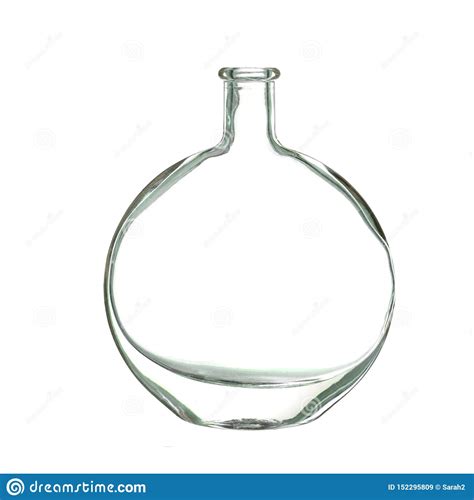 Old Flat Round Glass Bottle Isolated On White Stock Image Image Of