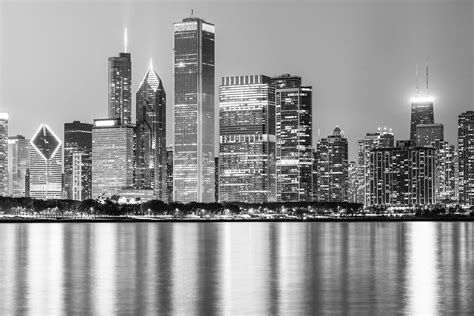 Art Print And Stock Photo Downtown Chicago Skyline Black