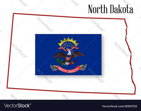 North Dakota State Map And Flag Royalty Free Vector Image
