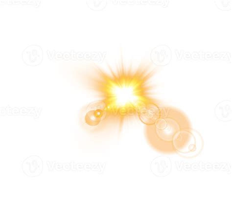 Yellow Sun Rays With Beams And Glare Isolated On Transparent Background