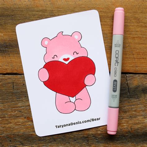 Lets Draw A Cute Valentines Day Bear Step By Step Drawing Tutorial