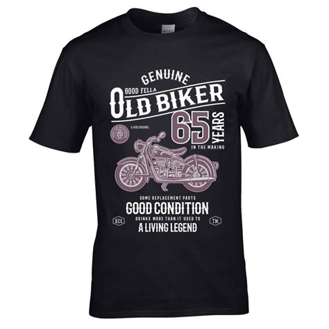 premium funny 65 year old biker classic motorbike motif for 65th birthday anniversary t t shirt