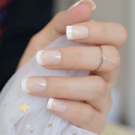 Classical Natural French Nail Super Real White Tip Fake Nails With Glue