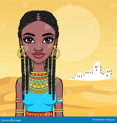 Portrait Of A Beautiful African Girl In Ancient Clothes Stock Vector Illustration Of Heat