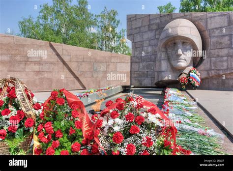 The eternal flame in the memorial complex. The eternal flame was lit