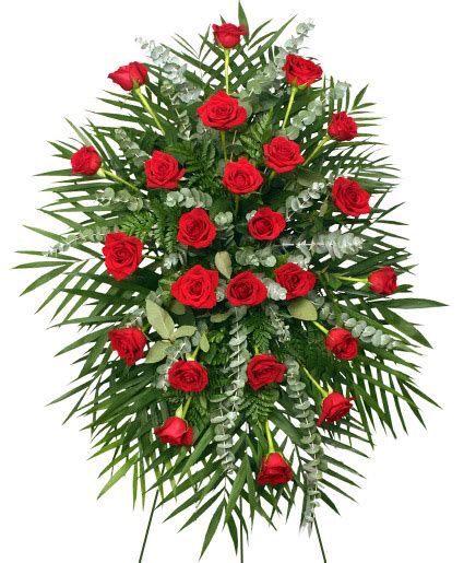 Red Roses Standing Spray Of Funeral Flowers Flower Shop Network