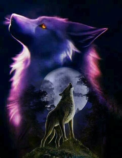 Purple Moon Wolf Photos Wolf Pictures Wolf Craft Galaxy Wolf