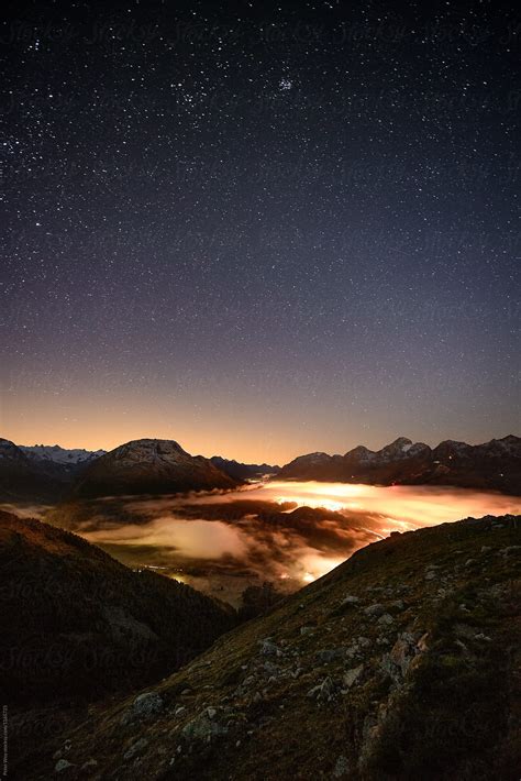Nightscape From Muottas Muragl By Stocksy Contributor Peter Wey
