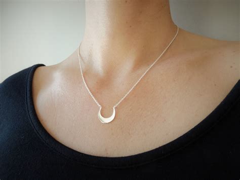 Dainty Moon Crescent Necklace Silver 925 Small Moon Necklace