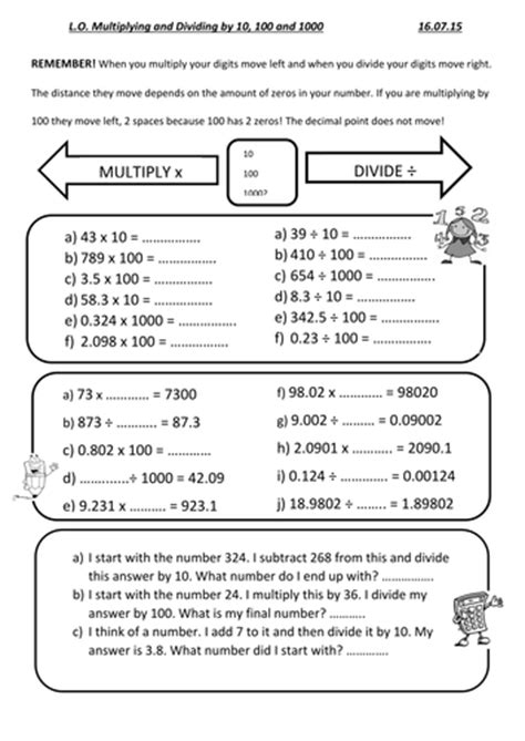 Multiply And Divide By 10 100 And 1000 By Gillman19 Teaching