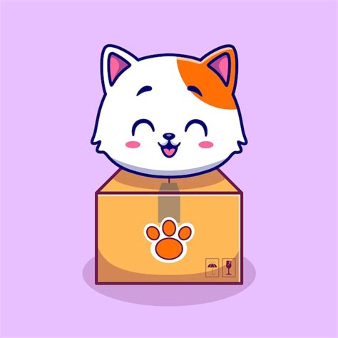 Free Vector Cute Cat In Box Cartoon Vector Icon Illustration Animal