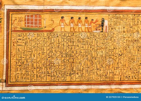 Ancient Egyptian Papyrus With Hieroglyphic Antique Manuscript