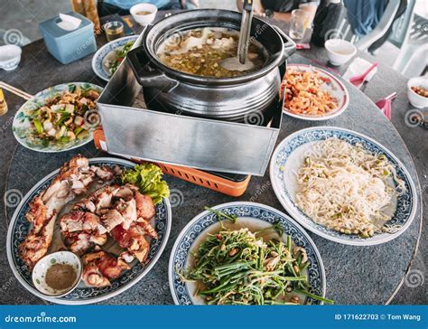 Closeup Chinese Food On The Table At Restaurant Stock Image Image Of