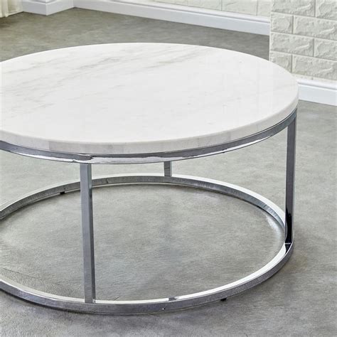 Steve Silver Echo White Marble And Chrome Metal Round Cocktail Table Cymax Business