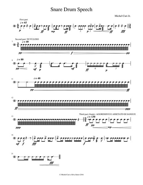 Snare Drum Speech Sheet Music For Snare Drum Solo