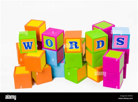 Colorful Toy Building Blocks Spelling Out The Word Words Stock Photo