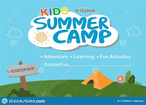 Kids Summer Camp Stock Vector Illustration Of