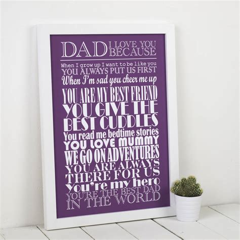Dad I Love You Because Art Print By Milly Inspired