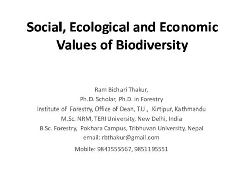 Ppt Social Ecological And Economic Values Of Biodiversity Ram