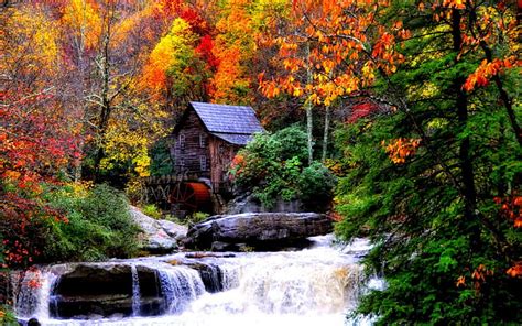 1920x1080px 1080p Free Download Watermill In Autumn Forest Fall