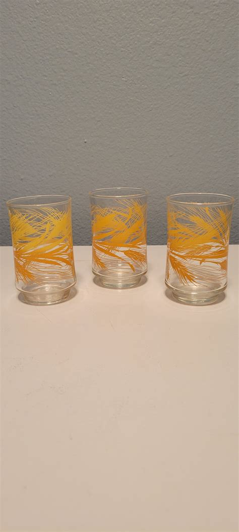 Vintage Libbey Harvest Gold Wheat Pattern Juice Glasses From 1960 S Set Of 3 Etsy