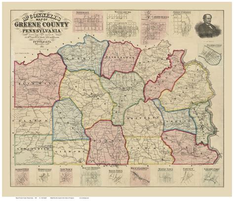 Greene County Pennsylvania Old Map Reprint Old Maps