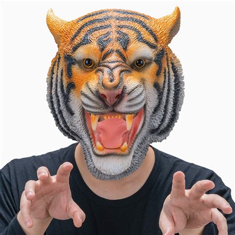 Buy Creepyparty Tiger Mask Animal Latex Full Head Realistic Masks Fancy