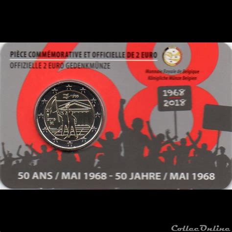 2018 50 Ans Mai 1968 Coins Euros Belgium Face Value 2 Euros