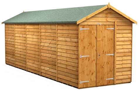 Power 20x6 Apex Garden Shed Overlap Windowless Double Door Apex