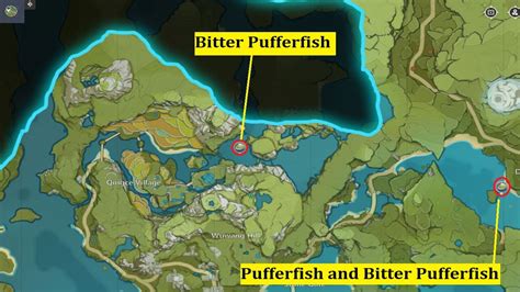 Pufferfish And Bitter Pufferfish Fishing Point Locations Genshin